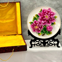 Pink Peony Ceramic Plate with stand and gift box from Oopsy Daisy Flowers