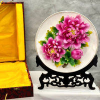 Pink Peony Ceramic Plate with stand and gift box from Oopsy Daisy Flowers