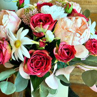 Red and Peach Roses Artificial Flower Arrangement