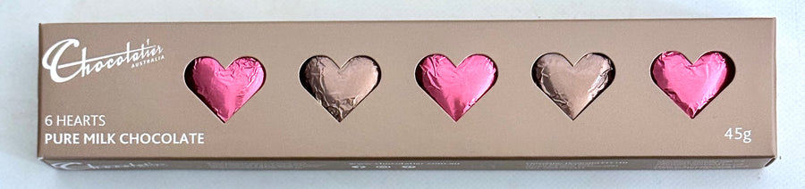 Chocolatier 45g Solid Milk Chocolate Hearts – Pink & Mocha