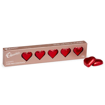 Chocolatier 45g Solid Milk Chocolate Hearts – Red