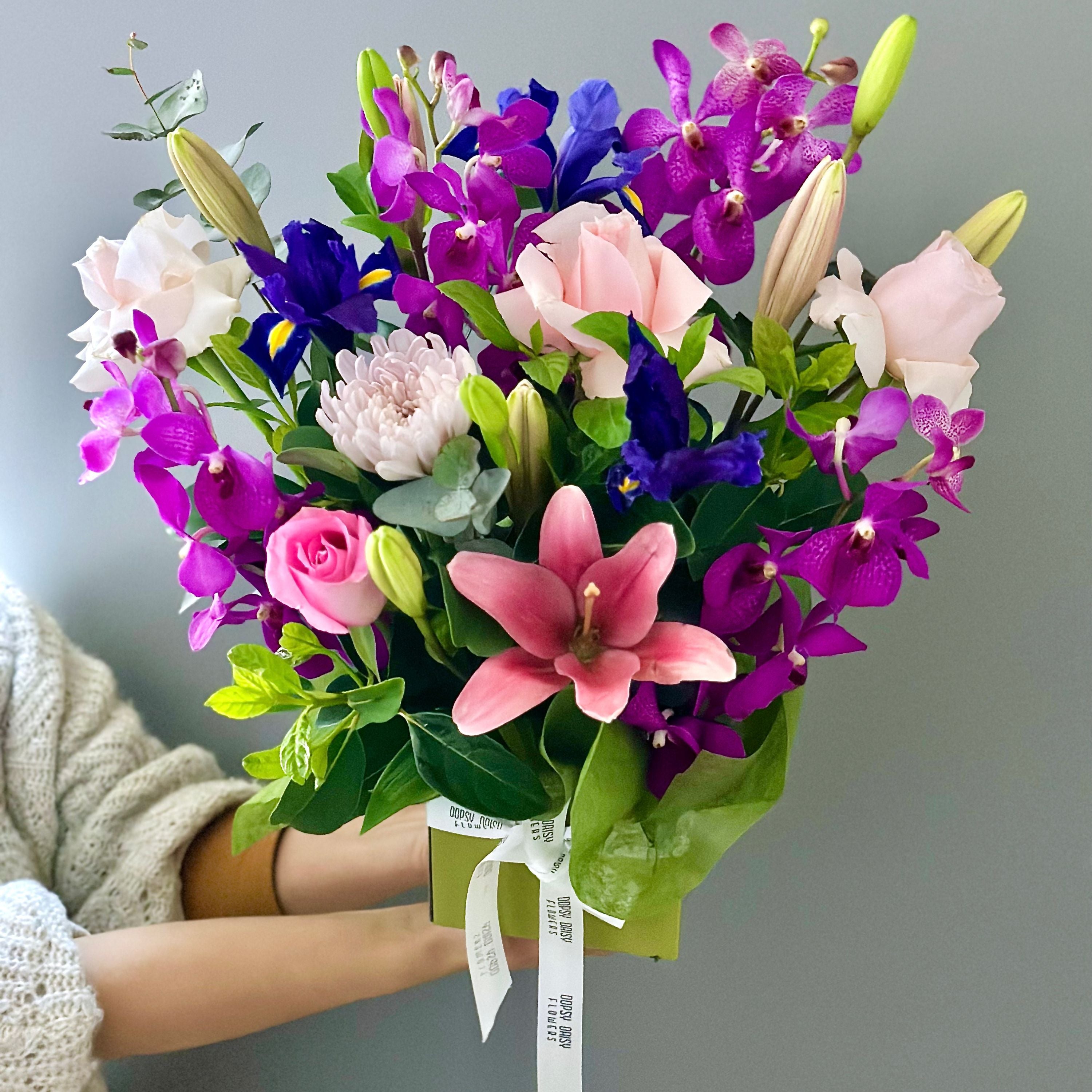 orchid and lily flower arrangement Orchids Roses Lilies Arrangement Tapestry