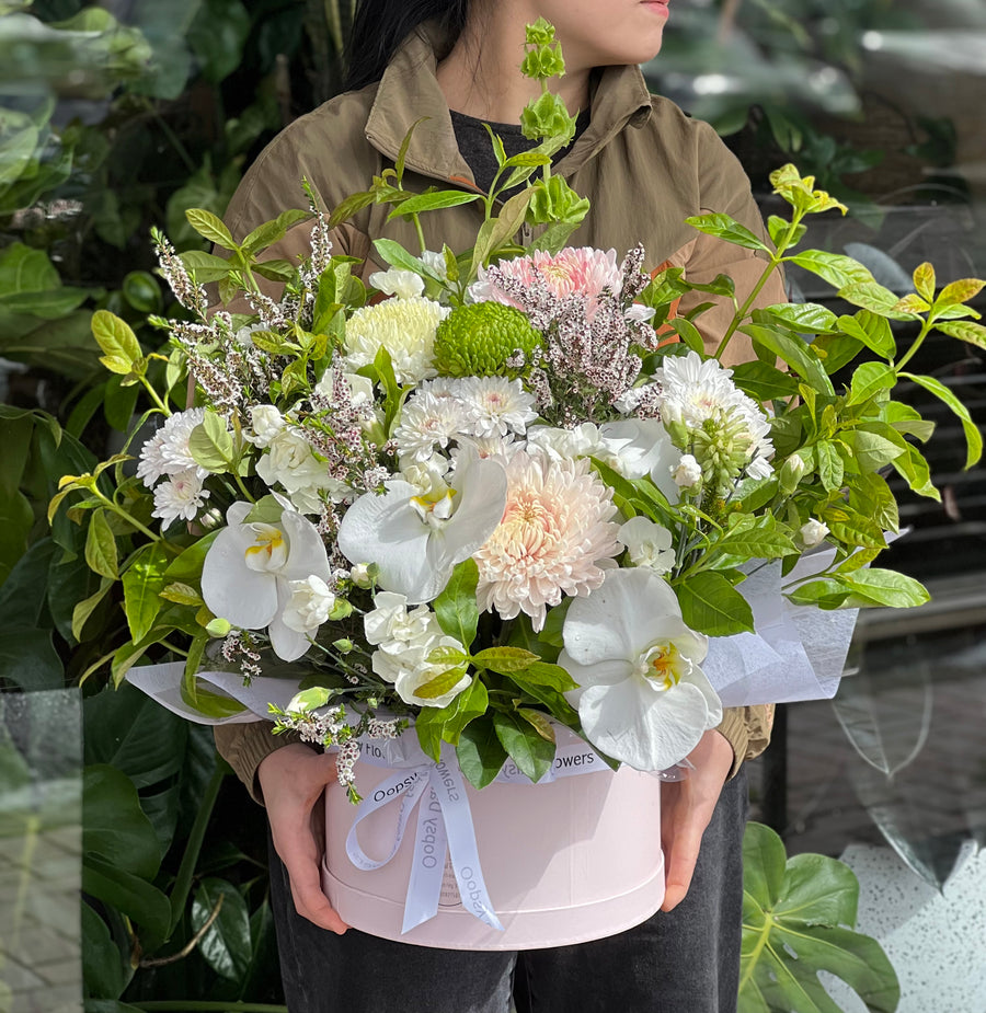 beautiful-hatbox-flower-arrangement